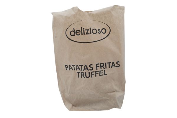 Heerlijke Patatas Fritas Truffel Chips van Delizioso in papieren zak